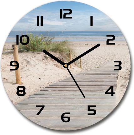 Wallmuralia Zegar Ścienny Szklany Okrągły Plaża 30X30Cm