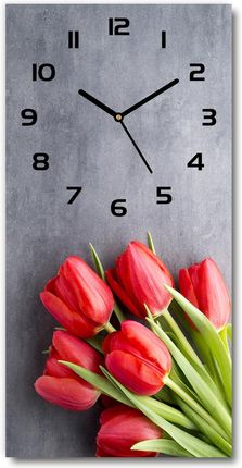 Wallmuralia Zegar Ścienny Czerwone Tulipany 30X60Cm