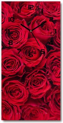 Wallmuralia Zegar Szklany Ścienny Czerwone Róża 30X60Cm