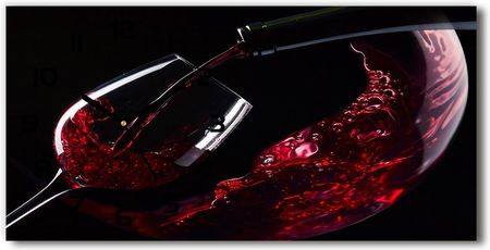 Wallmuralia Zegar Ścienny Szklany Cichy Czerwone Wino 60X30Cm
