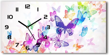 Wallmuralia Zegar Ścienny Szklany Kolorowe Motyle 60X30Cm