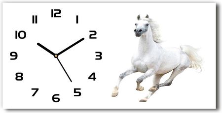 Wallmuralia Zegar Ścienny Szklany Biały Arabski Koń 60X30Cm