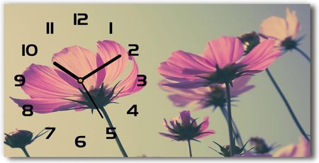 Wallmuralia Zegar Ścienny Szklany Cichy Różowe Kwiaty 60X30Cm