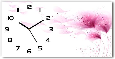 Wallmuralia Zegar Ścienny Szklany Cichy Różowy Kwiat 60X30Cm