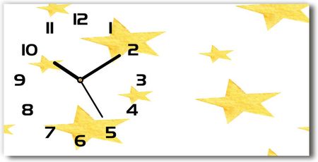 Wallmuralia Zegar Ścienny Szklany Cichy Żółte Gwiazdy 60X30Cm