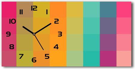 Wallmuralia Zegar Ścienny Szklany Kolorowe Kwadraty 60X30Cm