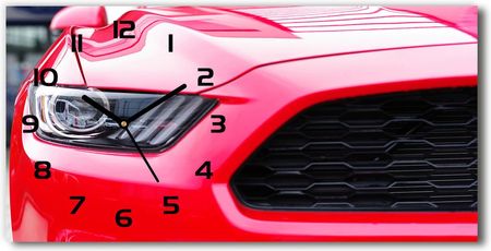 Wallmuralia Zegar Ścienny Szklany Czerwony Mustang 60X30Cm