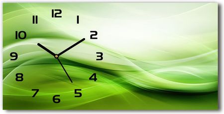 Wallmuralia Zegar Ścienny Szklany Zielone Fale Tło 60X30Cm