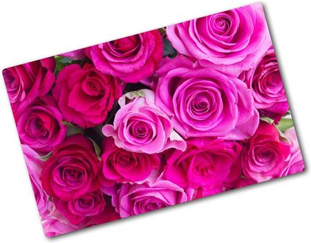 Wallmuralia Deska Do Krojenia Szklana Bukiet Różowych Róż 80X52Cm