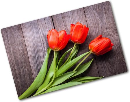Wallmuralia Deska Do Krojenia Szklana Czerwone Tulipany 80X52Cm