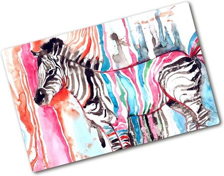 Wallmuralia Deska Do Krojenia Szklana Kolorowa Zebra 80X52Cm