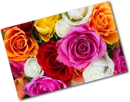 Wallmuralia Deska Do Krojenia Hartowana Kolorowe Róże 80X52Cm