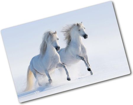 Wallmuralia Deska Kuchenna Szklana Dwa Konie W Śniegu 80X52Cm