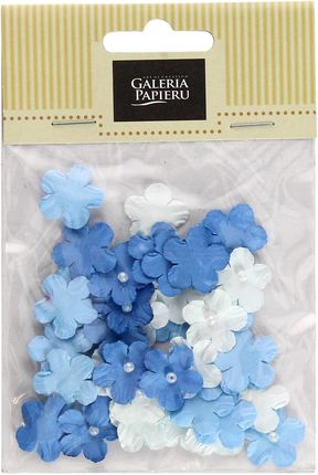 Kwiaty papierowe Niezapominajki z perełką mix błękit (50)