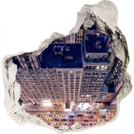 Wallmuralia Samoprzylepna Dziura Na Ścianę Nowy Jork Nocą 75X75Cm