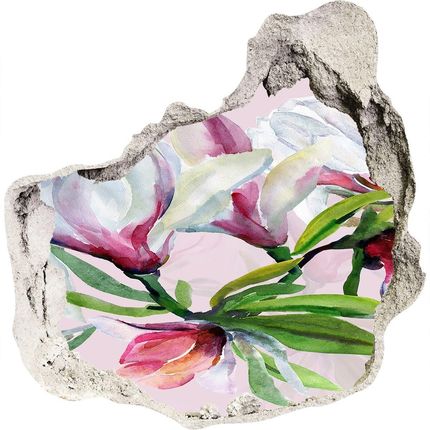 Wallmuralia Naklejka 3D Dziura Na Ścianę Kwiaty Magnolii 75X75Cm