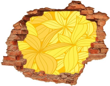 Wallmuralia Naklejka 3D Dziura Na Ścianę Żółte Kwiaty Tło 90X70Cm
