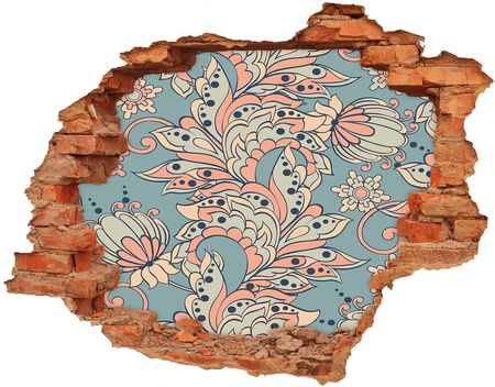 Wallmuralia Naklejka 3D Dziura Na Ścianę Kwiaty Etniczne 90X70Cm