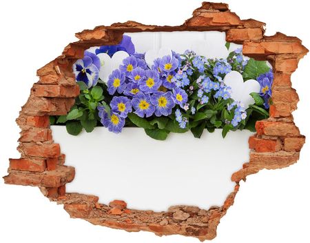 Wallmuralia Naklejka 3D Dziura Na Ścianę Niebieskie Kwiaty 90X70Cm