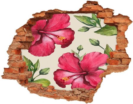 Wallmuralia Naklejka 3D Dziura Na Ścianę Różowy Hibiskus 90X70Cm