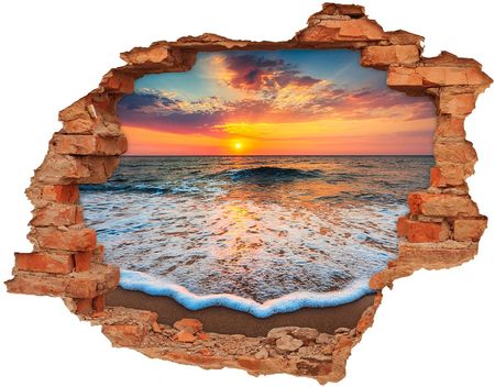 Wallmuralia Dziura 3D W Ścianie Naklejka Zachód Nad Morzem 90X70Cm