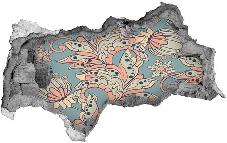 Wallmuralia Naklejka 3D Dziura Na Ścianę Kwiaty Etniczne 95X73Cm