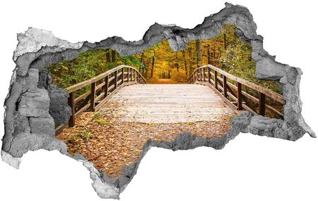 Wallmuralia Naklejka Fototapeta 3D Most W Lesie Jesień 95X73Cm