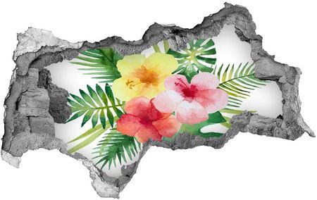 Wallmuralia Samoprzylepna Dziura Naklejka Hawajskie Kwiaty 95X73Cm