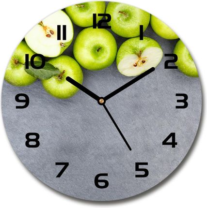Wallmuralia Zegar Szklany Okrągły Zielone Jabłka 30X30Cm (plzso30f177833879)