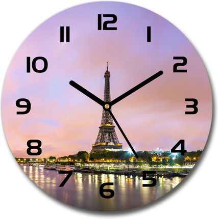 Wallmuralia Zegar Szklany Okrągły Wieża Eiffla Paryż 30X30Cm (plzso30f73567490)