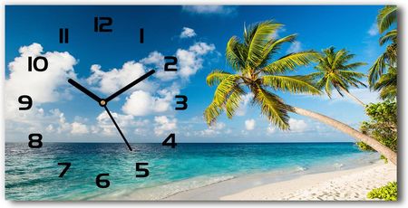 Wallmuralia Zegar Ścienny Szklany Cichy Malediwy Plaża 60X30Cm (plzsp60x30f139579212)