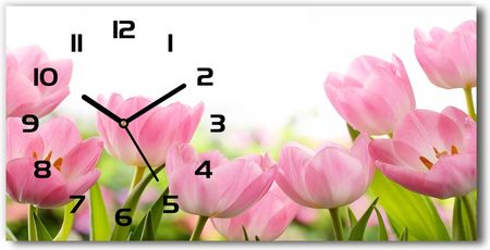 Wallmuralia Zegar Ścienny Szklany Różowe Tulipany 60X30Cm (plzsp60x30f76412458)