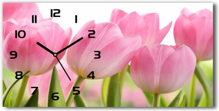 Wallmuralia Zegar Ścienny Szklany Różowe Tulipany 60X30Cm (plzsp60x30f76775867)
