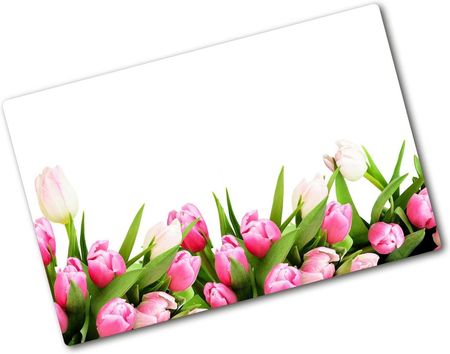 Wallmuralia Deska Do Krojenia Szklana Różowe Tulipany 80X52Cm (plko80x52f138798865)