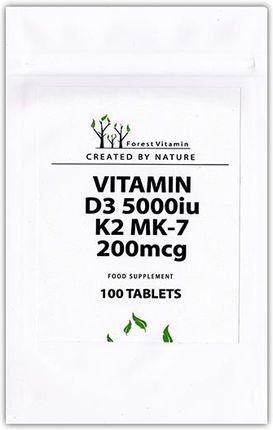 Forest Vitamin Witamina D3 5000Iu K2 Mk 7 200Mcg 100Tabs