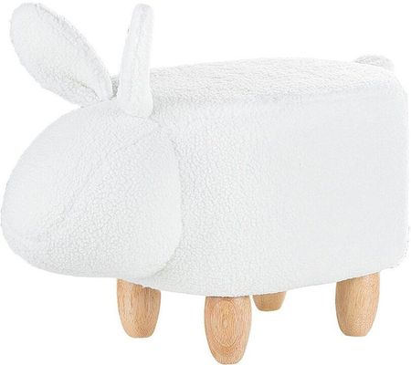 Beliani Nowoczesny tapicerowany puf podnóżek dla dzieci króliczek biały siedzisko Bunny