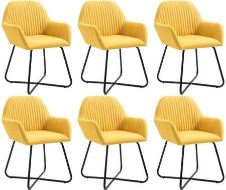 vidaXL Krzesła do jadalni, 6 szt., żółte, tapicerowane tkaniną 277109