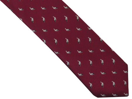 Bordowy krawat męski w bociany D259