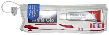 White Glo Travel Pack Zestaw Podróżny Wybielająca Pasta Do Zębów 16ml + Szczoteczka + Wykałaczki Dentystyczne
