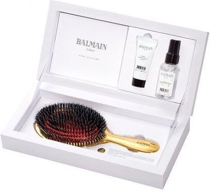 Balmain Golden Spa Brush Zestaw Prezentowy Złota Szczotka Do Włosów + Argan Elixir 20ml + Leave-In Conditioner Spray 50ml