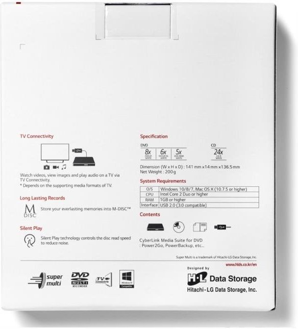 LG NAPĘD ZEWNĘTRZNY NAGRYWARKA CD DVD USB HITACHI LG (GP57ES40) - zdjęcie 5 LG NAPĘD ZEWNĘTRZNY NAGRYWARKA CD DVD USB HITACHI LG (GP57ES40)