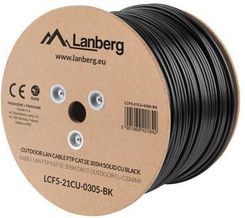 Zdjęcie LANBERG KABEL FTP LANBERG KAT. 5E 305M DRUT OUTDOOR CU CZARNY (LCF521CU0305BK) - Płock