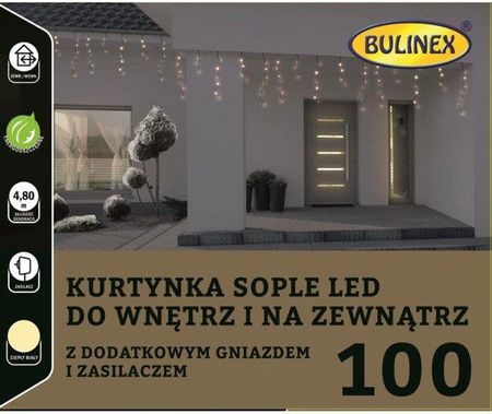 Bulinex Kurtyna Sople 100Led 4,8M Biały Ciepły Zewnętrzne