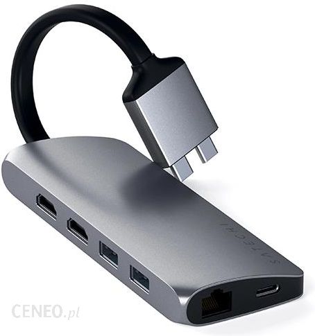 SATECHI DUAL MULTIMEDIA HUB USB-C / ETHERNET/2 XHDMI/2XUSB 3.0/USB-C(PD)/SD/MICROSD/SPACE GRAY (STTCDMMAM)