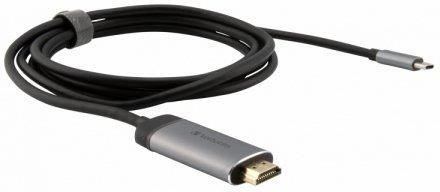 VERBATIM KABEL ADAPTER  USB TYPE-C(M) - HDMI(M) 1,5M (THUNDERBOLT 3) CZARNO-SREBRNY (49144)