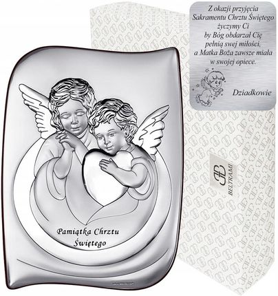 Obrazek srebrny Aniołek nad dzieciątkiem Pamiątka