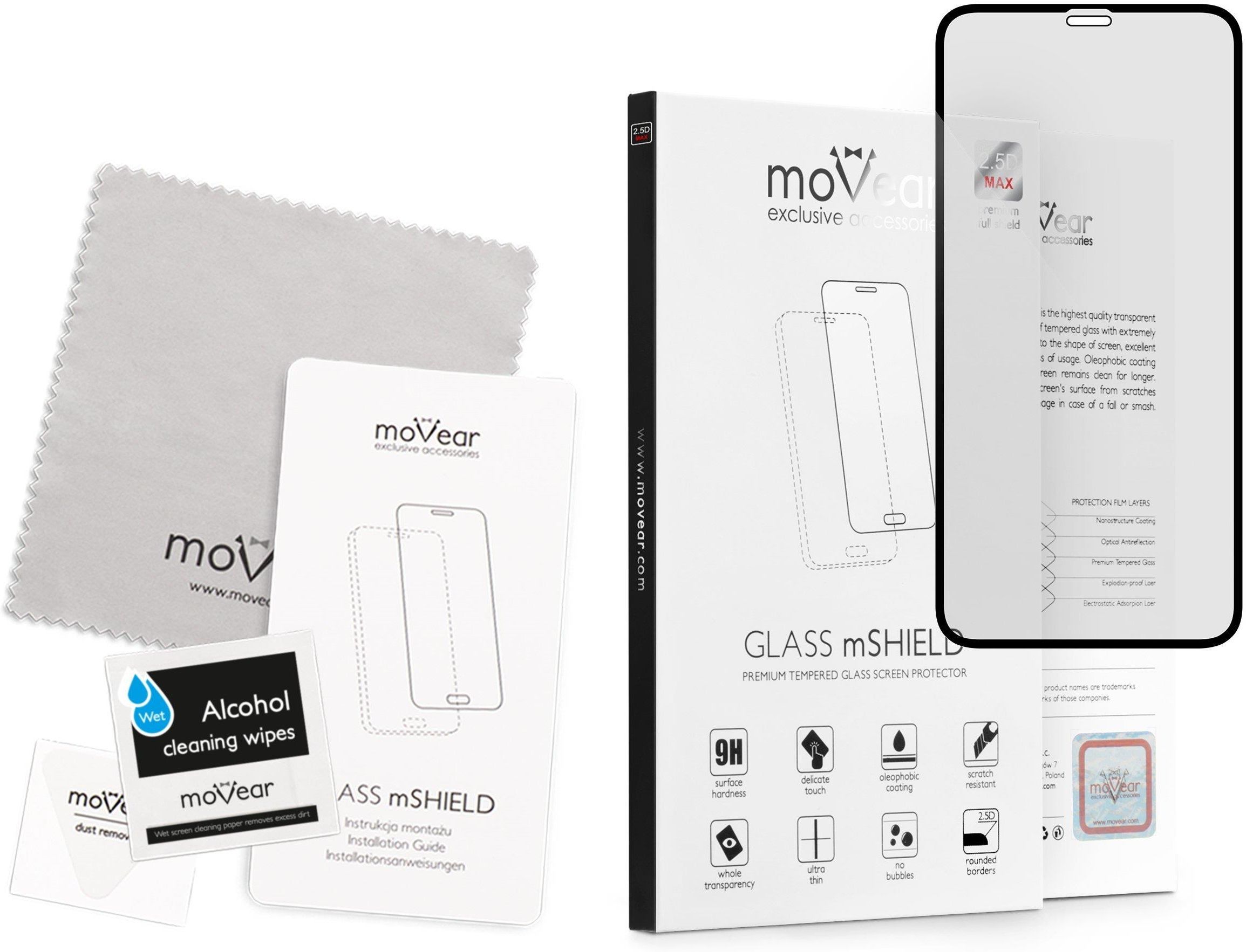 moVear - Premium Glass Screen Protector - mSHIELD 3D PRO-E - Compatible with iPhone 11 Pro MAX/Xs Max [6.5 Inches] - Bubble-Free and Scratch-Resistant - 1 Pack