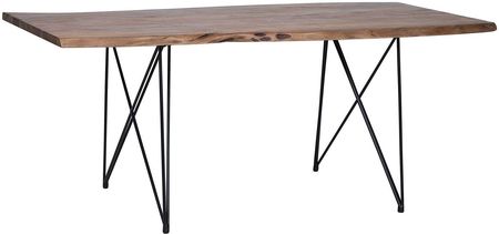 Beliani Industrialny drewniany stół do jadalni czarne metalowe nogi ciemne drewno 200 x 100 cm Mombai