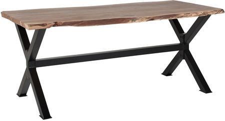 Beliani Stół do jadalni jasne drewno akacji metalowe nogi 8 miejsc 200 x 95 cm Valbo