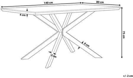 Beliani Stół do jadalni 140x80 cm blat fornir ciemne drewno czarne nogi Bravo - zdjęcie 2